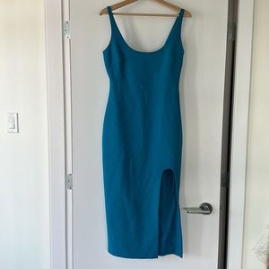 Beautiful blue midi dress with thigh slit